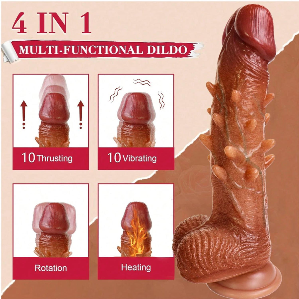 Thrusting Ribbed Realistic Dildo 22 cm