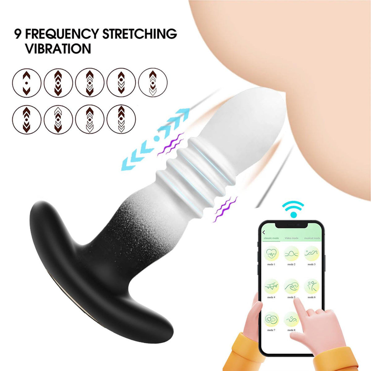 App Controlled 9 Mode Thrusting Vibrator