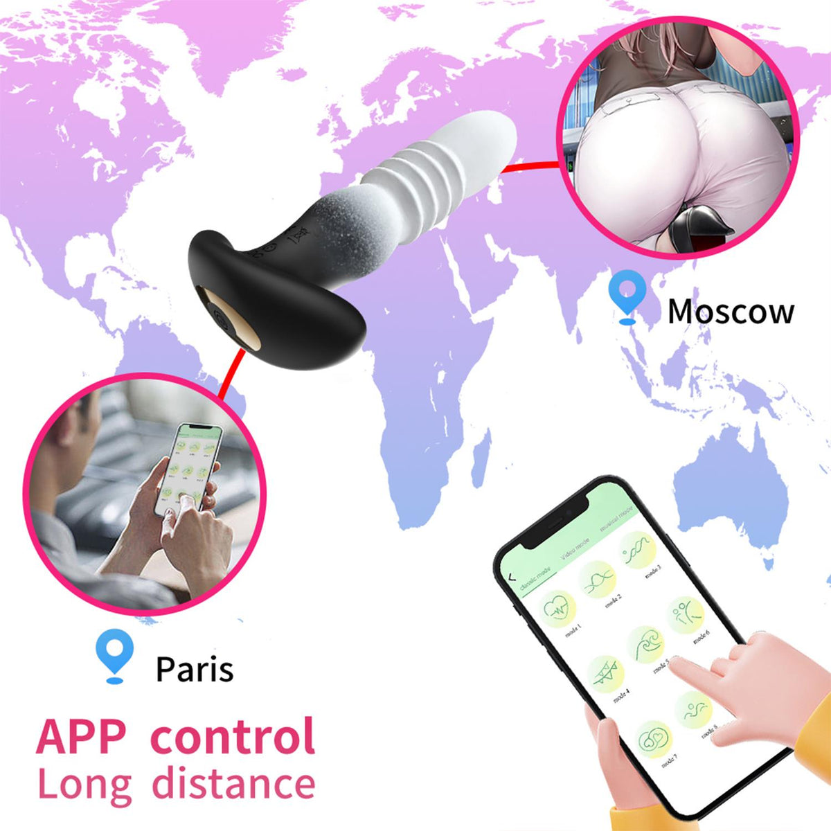 App Controlled 9 Mode Thrusting Vibrator
