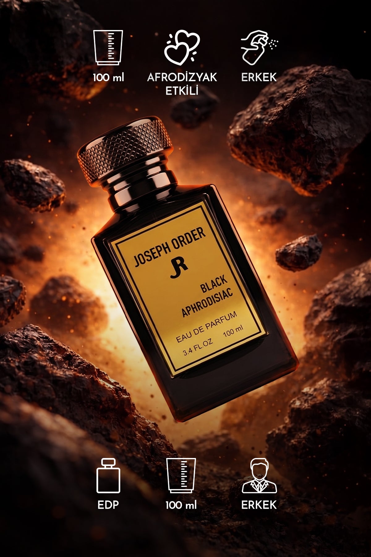 Joseph Order Black Aphrodisiac ürün bilgileri: 100 ml, Eau de Parfum, afrodizyak etkili, erkek parfümü