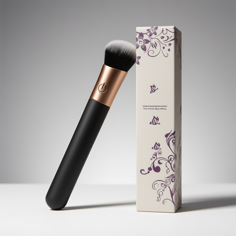 Makeup Brush Shaped Vibrator Black