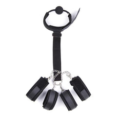 Ball Gag Hand and Ankle Restraint Set Black