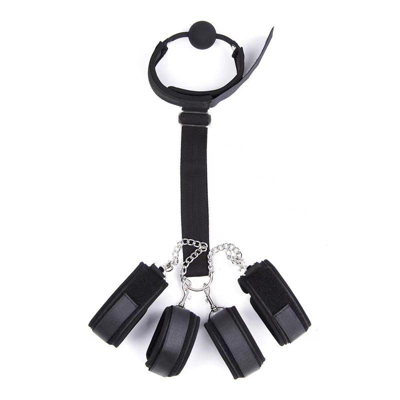 Ball Gag Hand and Ankle Restraint Set Black