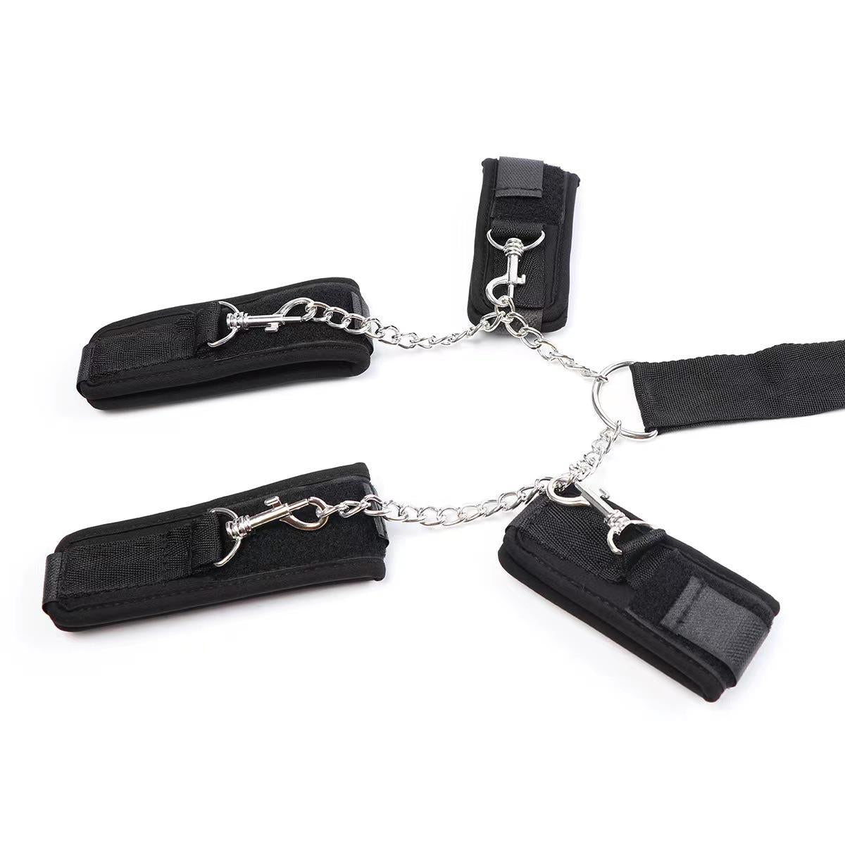 Ball Gag Hand and Ankle Restraint Set Black