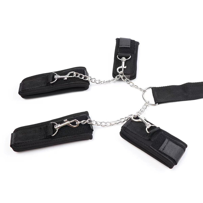 Ball Gag Hand and Ankle Restraint Set Black