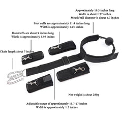 Ball Gag Hand and Ankle Restraint Set Black