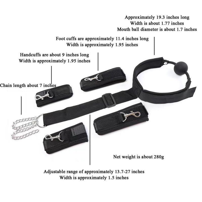 Ball Gag Hand and Ankle Restraint Set Black