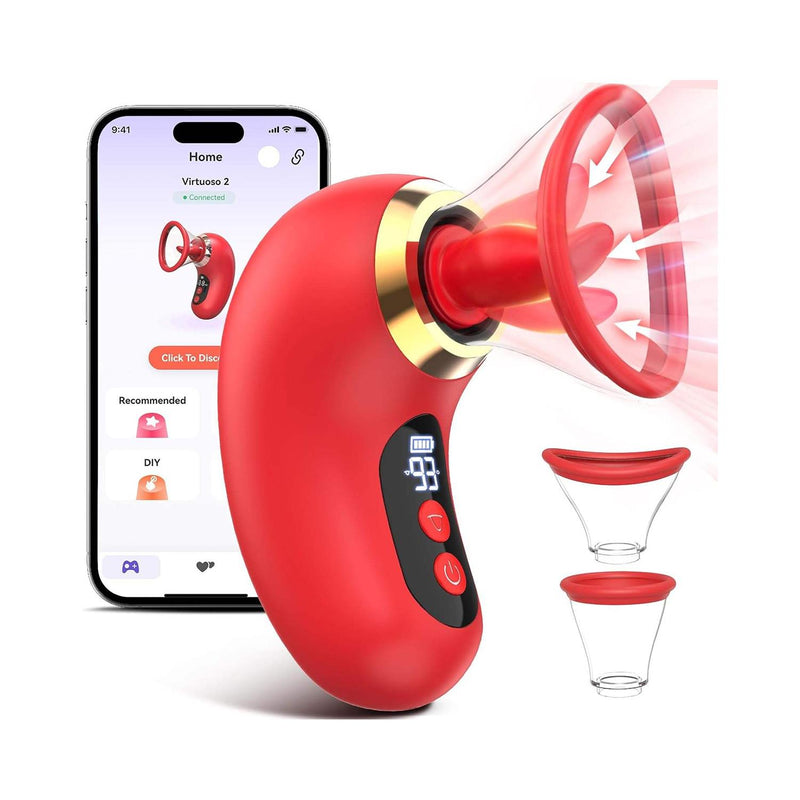 App Controlled Suction and Tongue Vibrator - Digital Display, Quiet, Waterproof