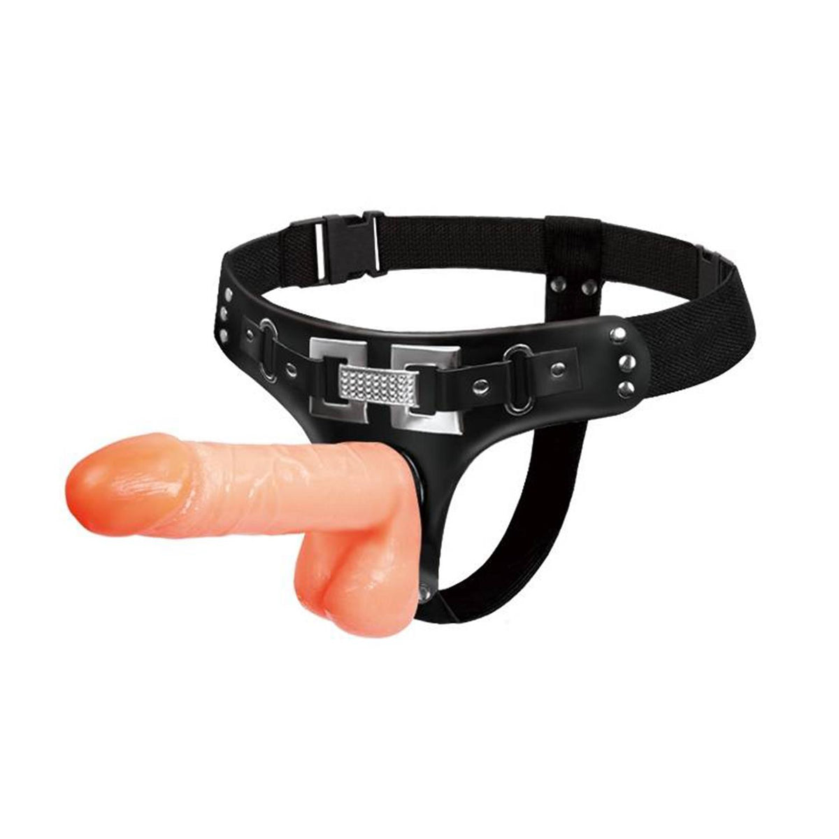 Baile Jessica Ayarlanabilir Siyah Strap-On Kemer Seti – Çıkarılabilir Su Geçirmez Skrotumlu Dildo 18,2 cm