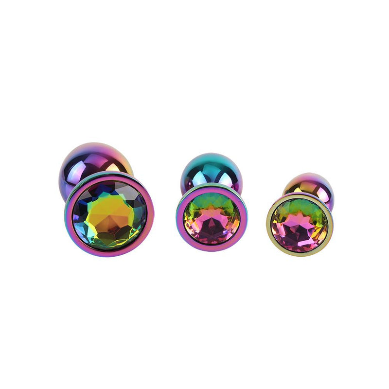 Chisa Rainbow Gem Metal Anal Plug Set of 3