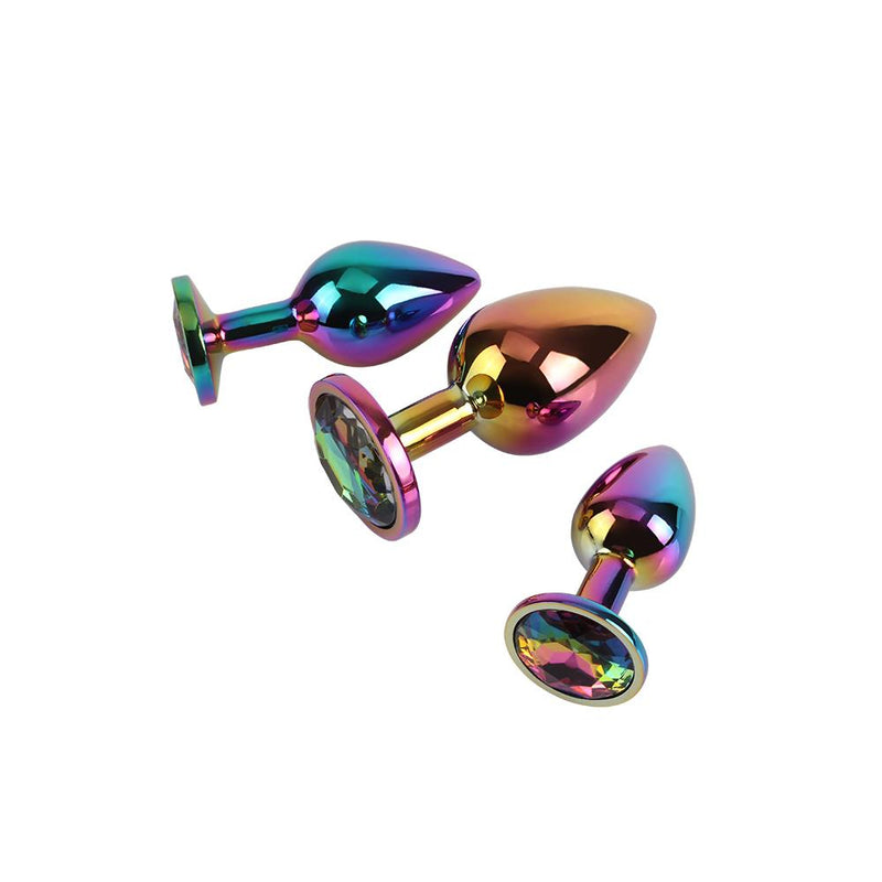Chisa Rainbow Gem Metal Anal Plug Set of 3