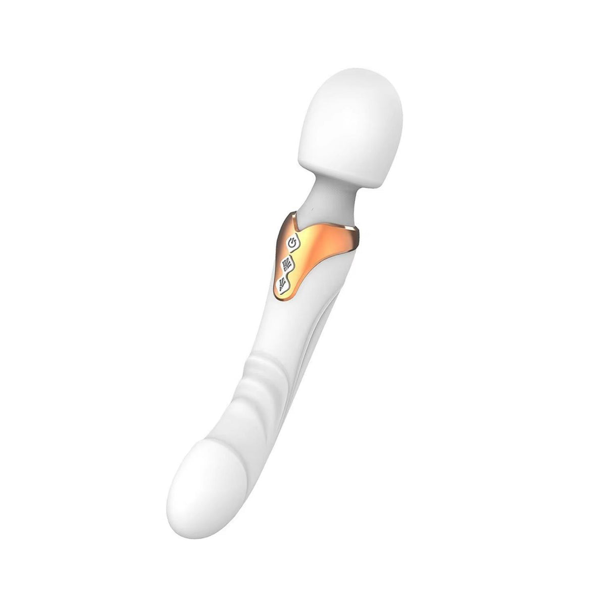 Dual Head Wand Vibrator White - Flexible Heads, Water Resistant, Silicone Massager