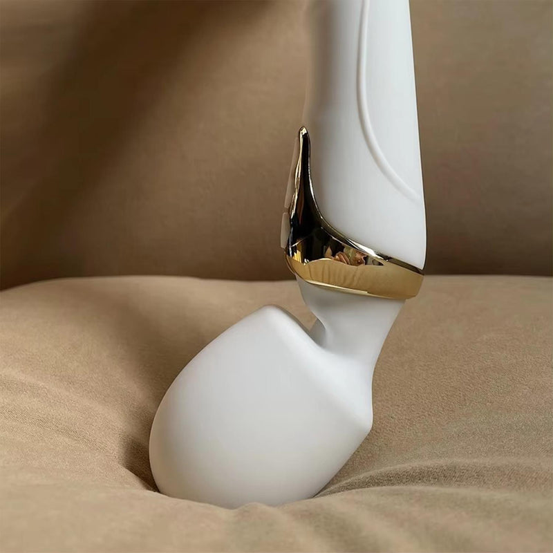 Dual Head Wand Vibrator White - Flexible Heads, Water Resistant, Silicone Massager