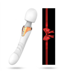 Dual Head Wand Vibrator White - Flexible Heads, Water Resistant, Silicone Massager