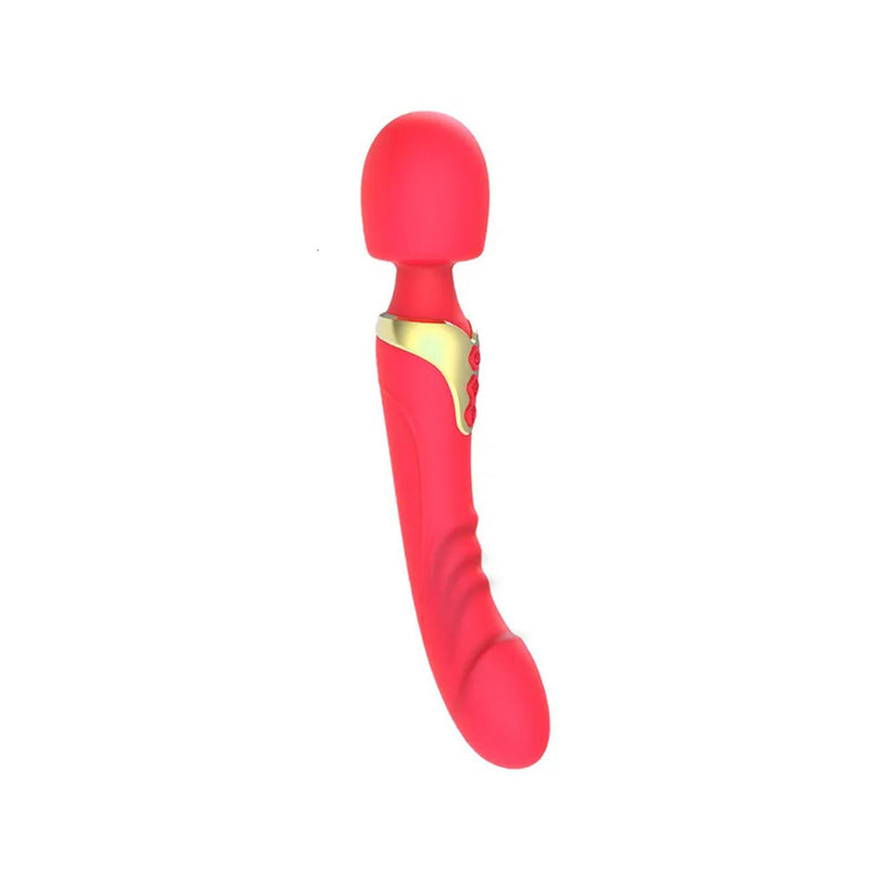 Dual Head Wand Vibrator Red - Flexible Heads, Water Resistant, Silicone Massager
