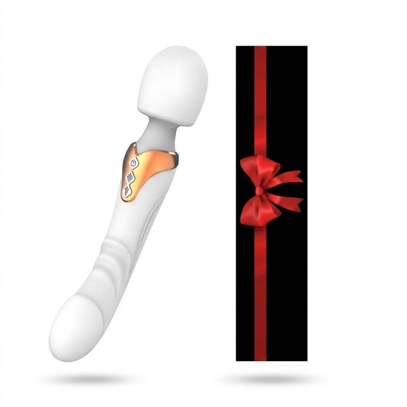 Dual Head Wand Vibrator Red - Flexible Heads, Water Resistant, Silicone Massager