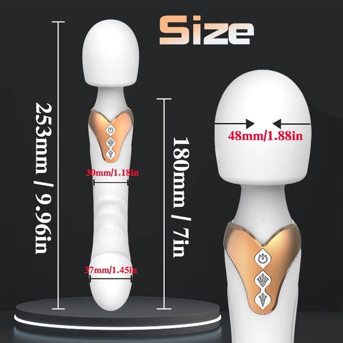Dual Head Wand Vibrator Red - Flexible Heads, Water Resistant, Silicone Massager