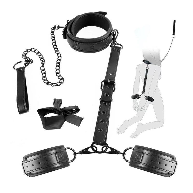 Leather Bondage Restraint Set Black