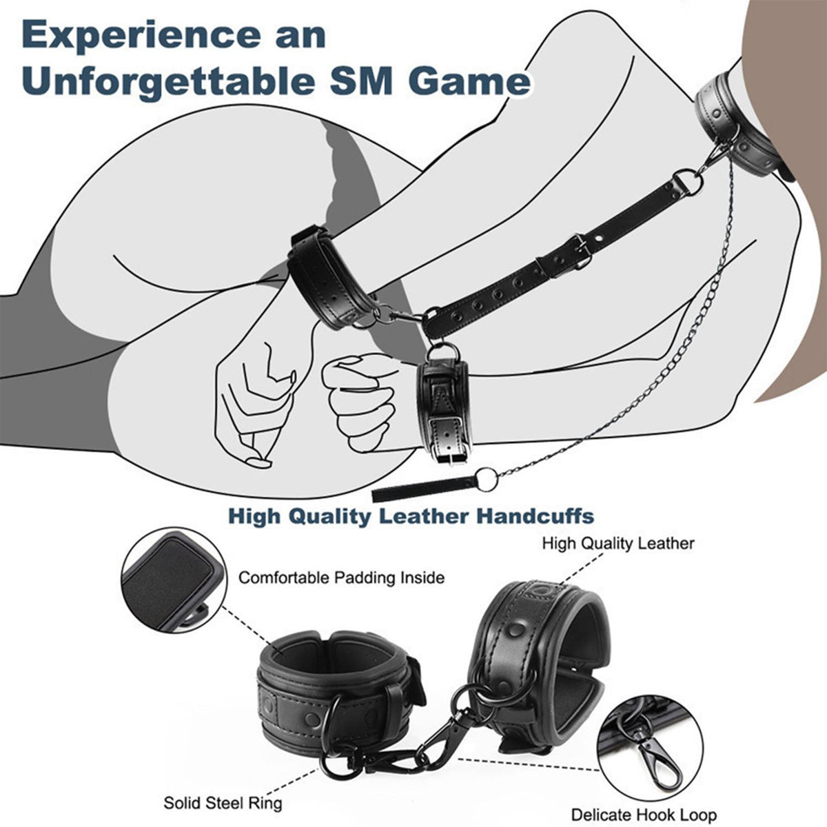 Leather Bondage Restraint Set Black