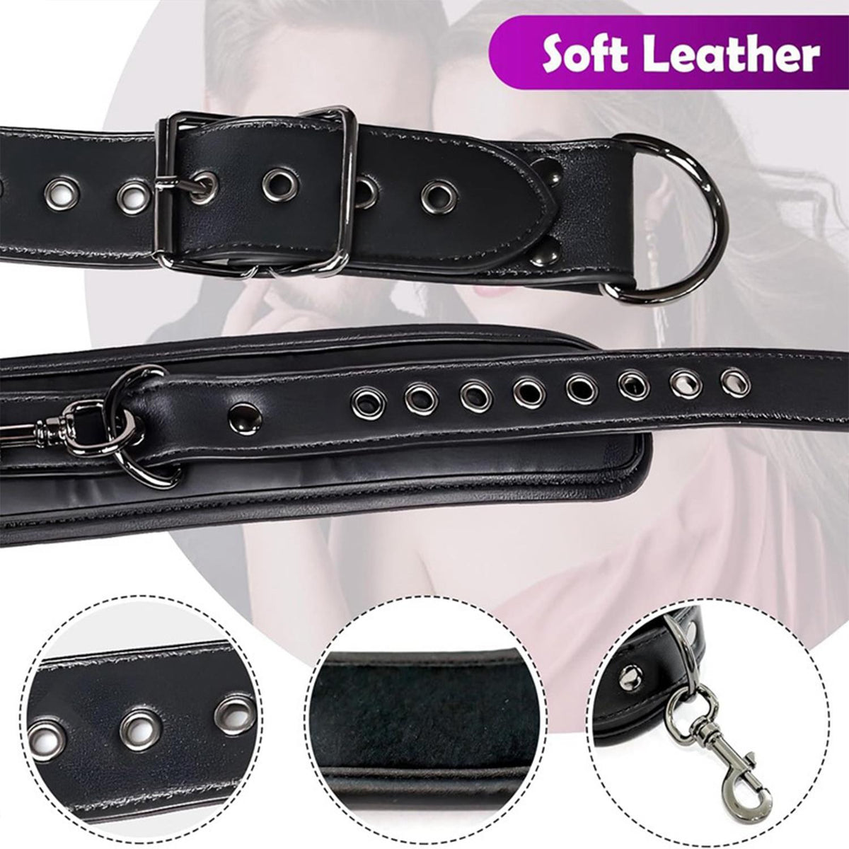 Leather Bondage Restraint Set Black