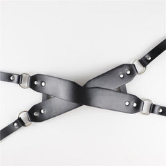 Leather Crossed Blindfold with Adjustable Harness