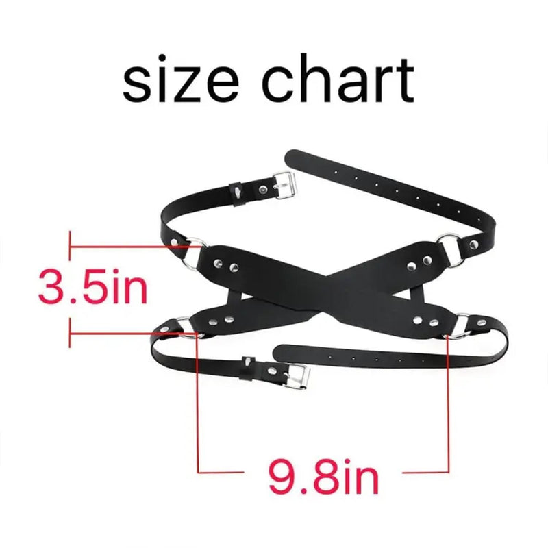 Leather Crossed Blindfold with Adjustable Harness