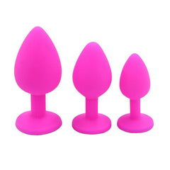 Jewelled Silicone Coated Anal Plug Large 9 cm Pink