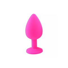 Jewelled Silicone Coated Anal Plug Medium 8 cm Pink