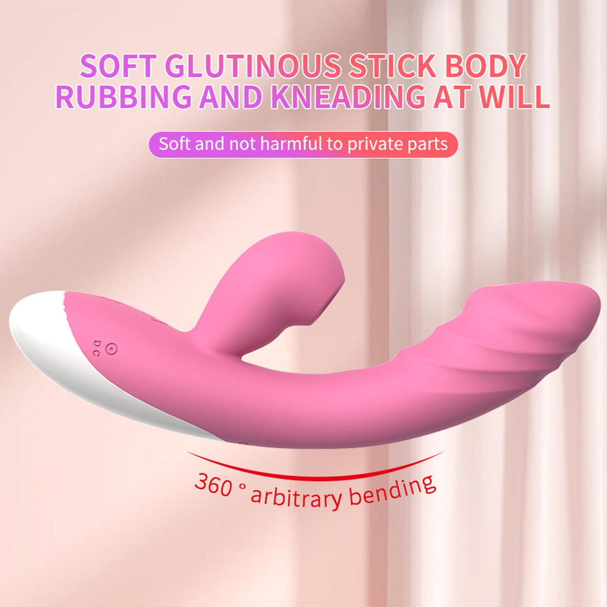 Suction Curved Rabbit Vibrator Pink