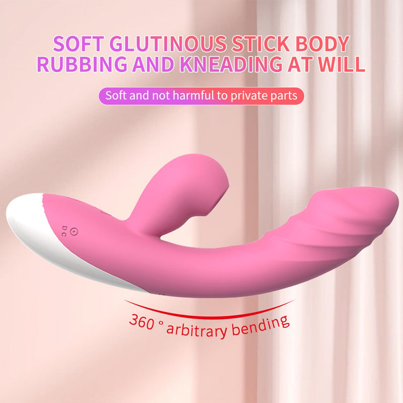 Suction Curved Rabbit Vibrator Pink