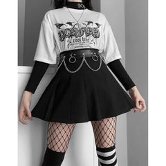 Gothic Harness Belt with Metal Rings and Chain Detail