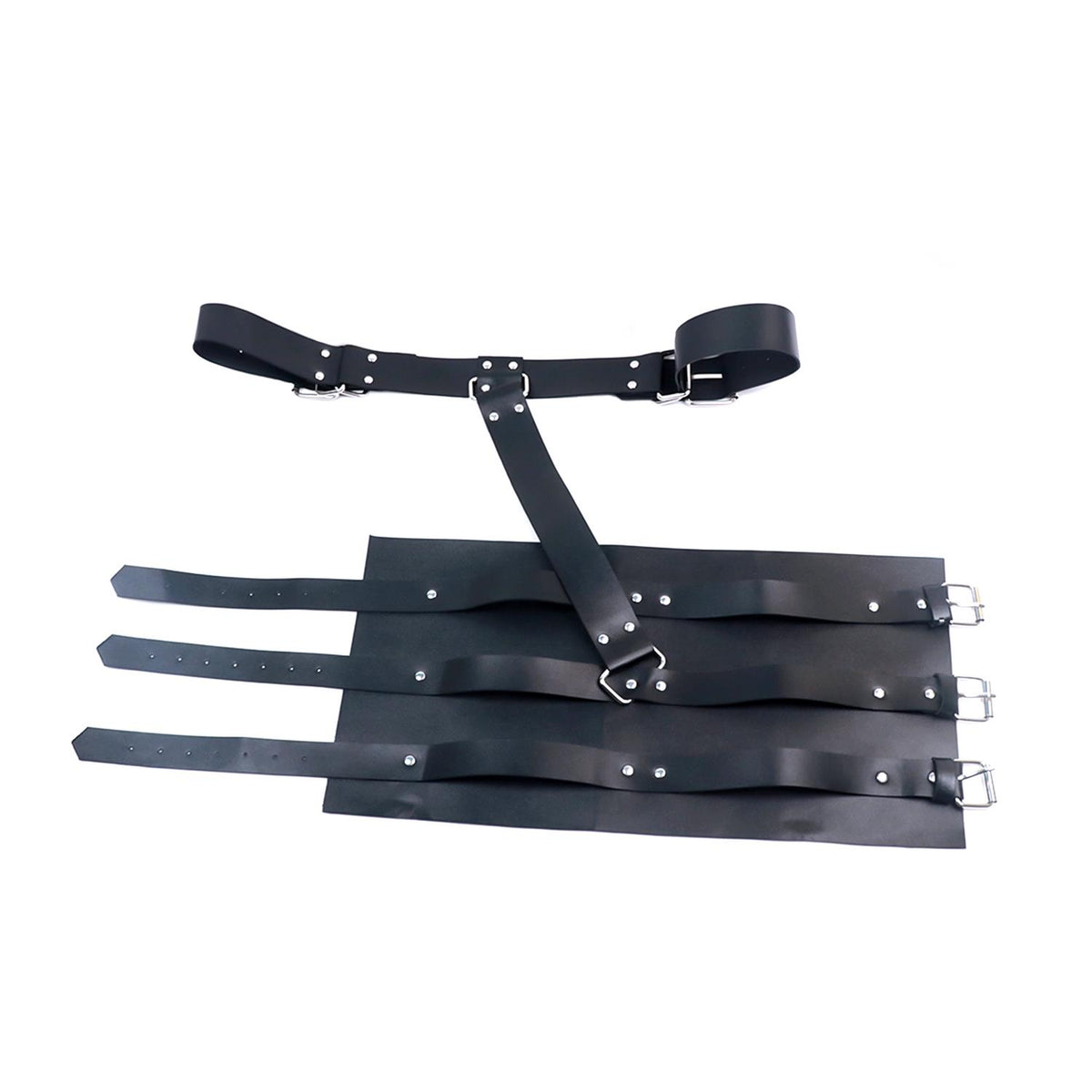 Black Leather Arm and Hand Restraint Harness Set