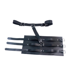 Black Leather Arm and Hand Restraint Harness Set