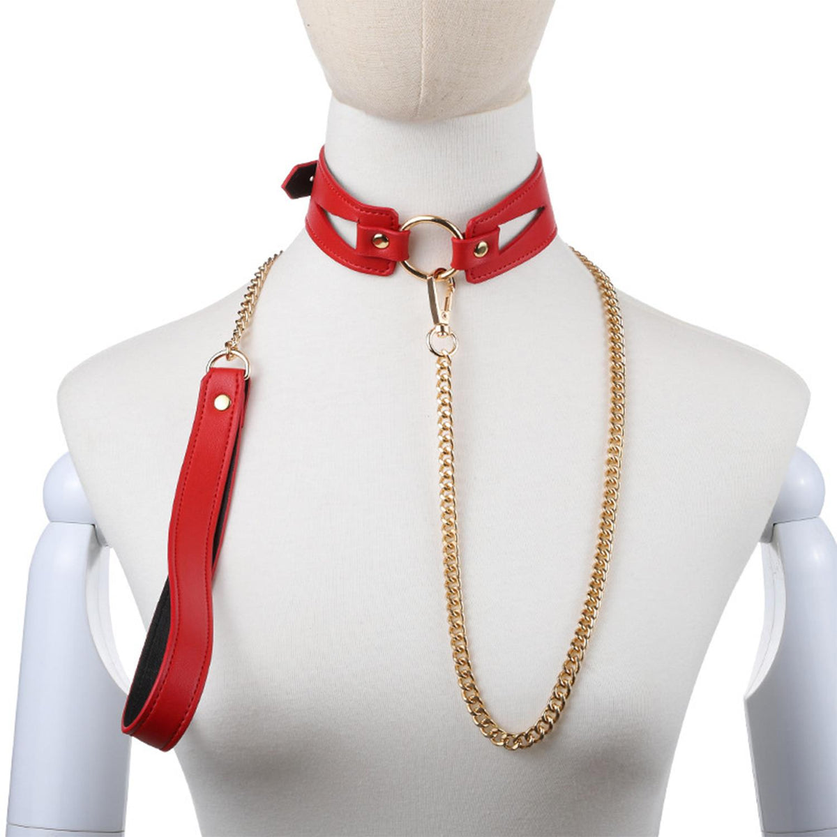 Fantasy Collar with Chain Leash Red