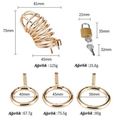 Gold Chastity Cage 50 mm