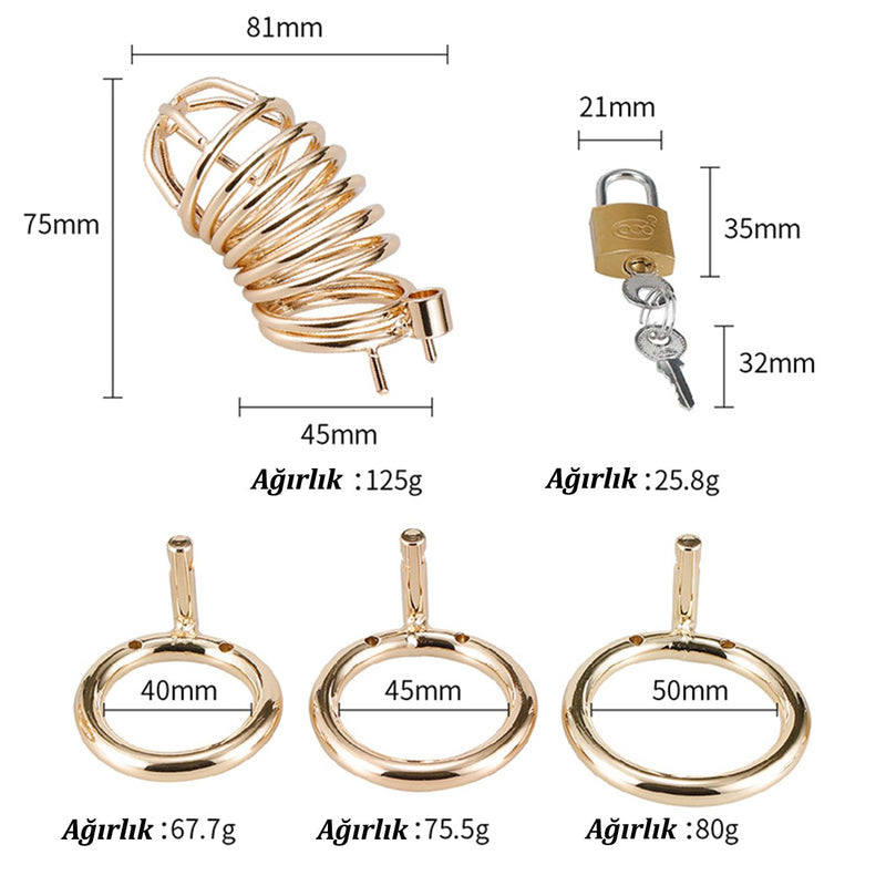Gold Chastity Cage 50 mm