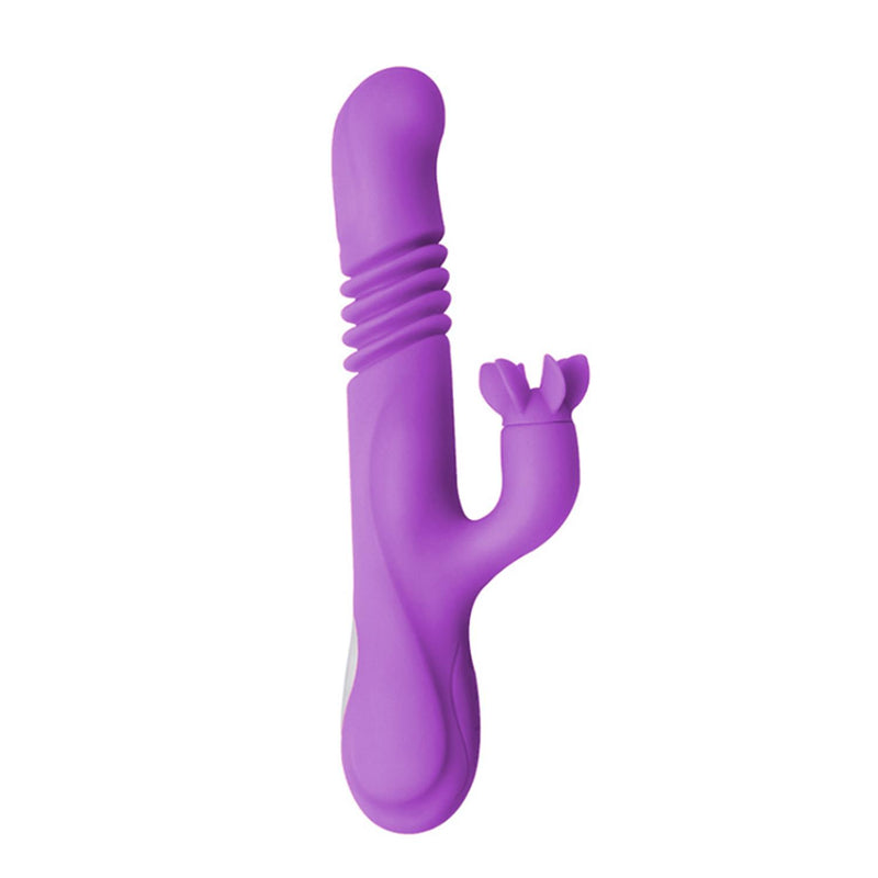 Thrusting Heating Rabbit Vibrator with Stimulator Purple