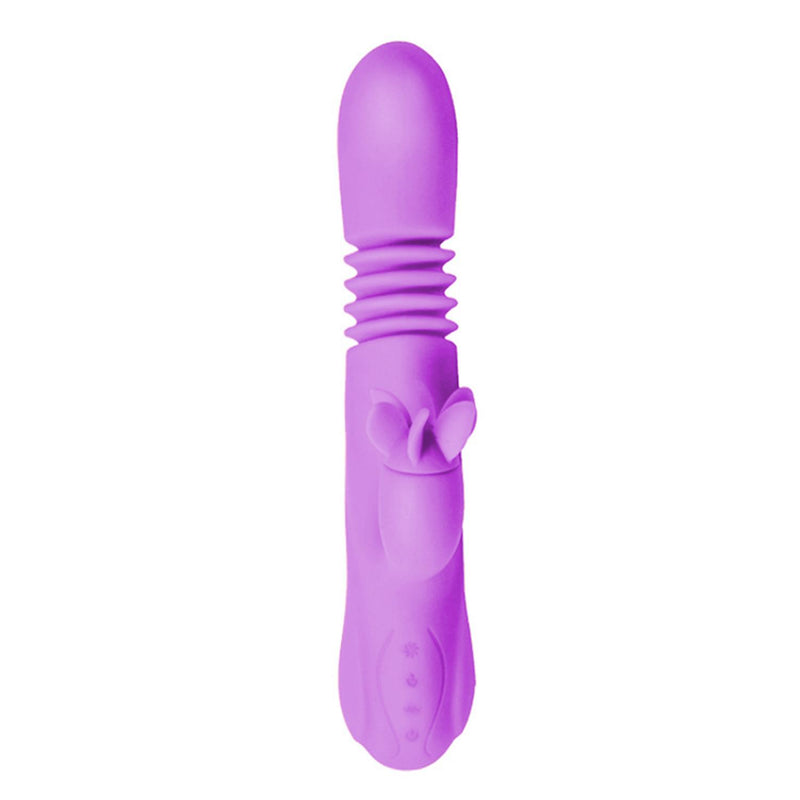 Thrusting Heating Rabbit Vibrator with Stimulator Purple