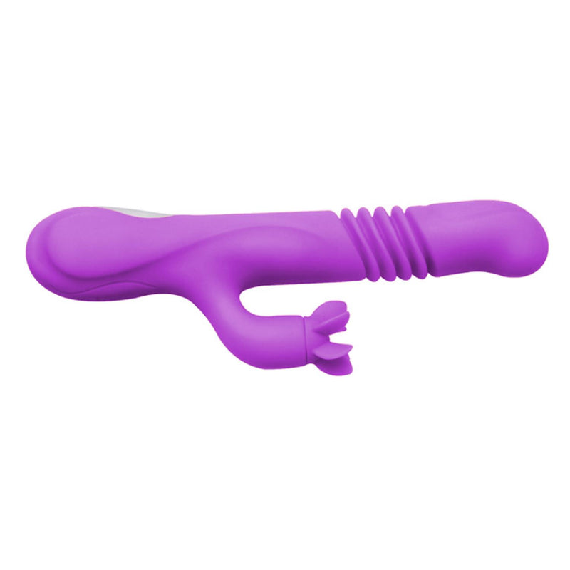Thrusting Heating Rabbit Vibrator with Stimulator Purple