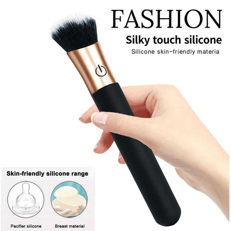 Makeup Brush Shaped Vibrator Black