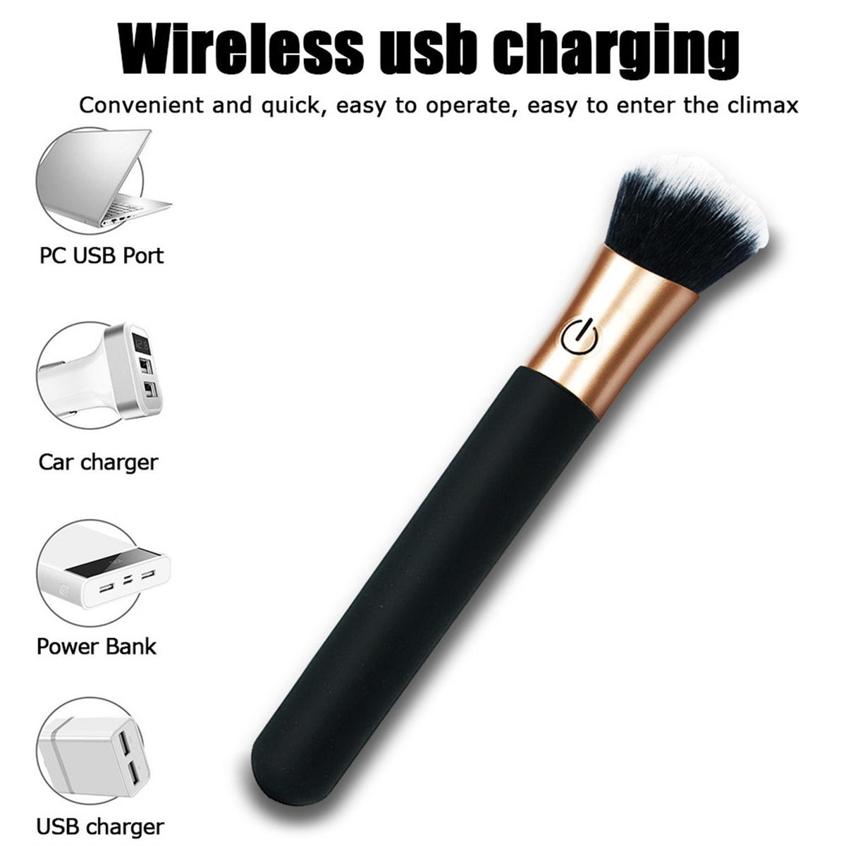 Makeup Brush Shaped Vibrator Black