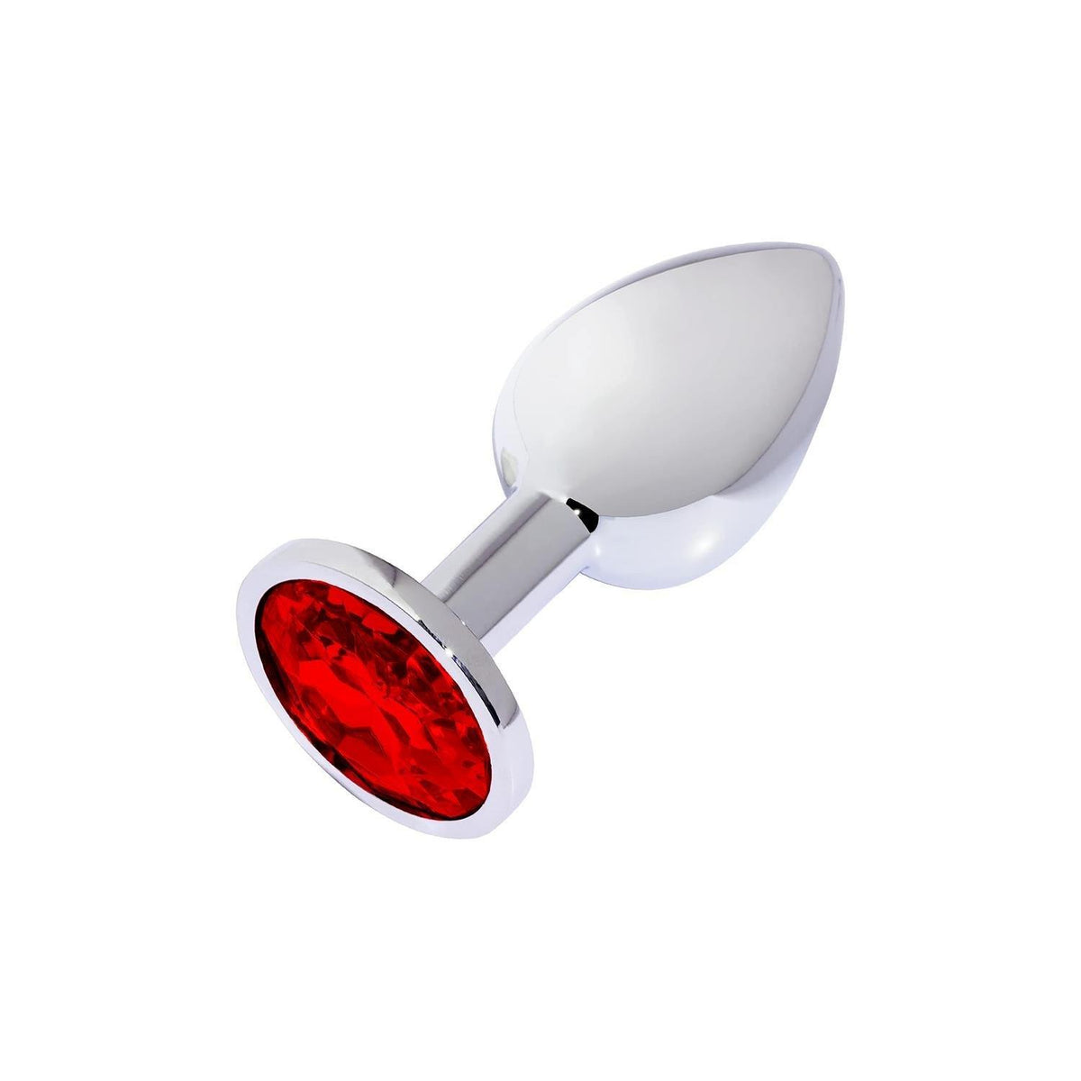 Metal Anal Plug with Diamond Gem Red Medium