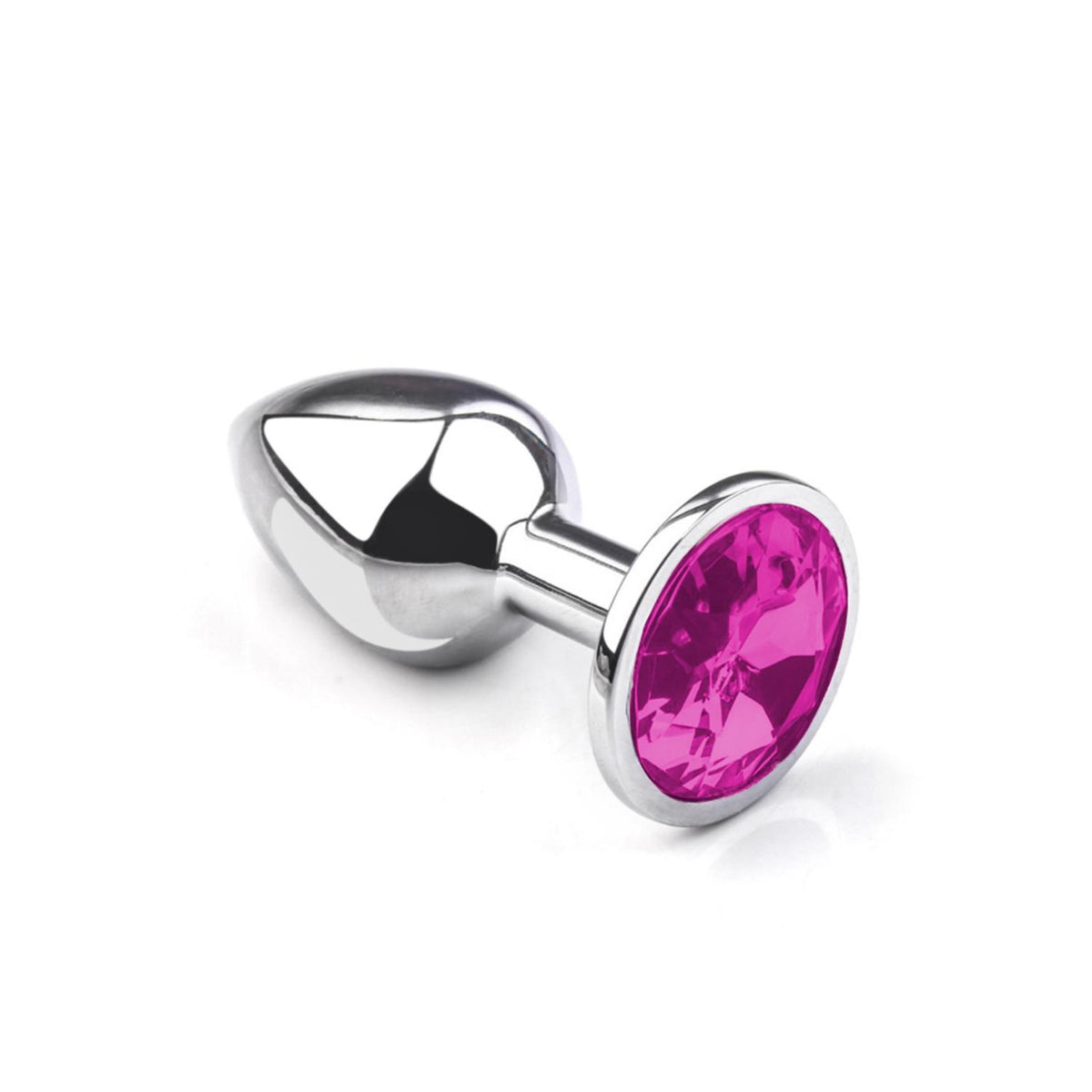 Metal Anal Plug with Diamond Gem Pink Medium