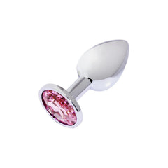 Metal Anal Plug with Diamond Gem Rose Small