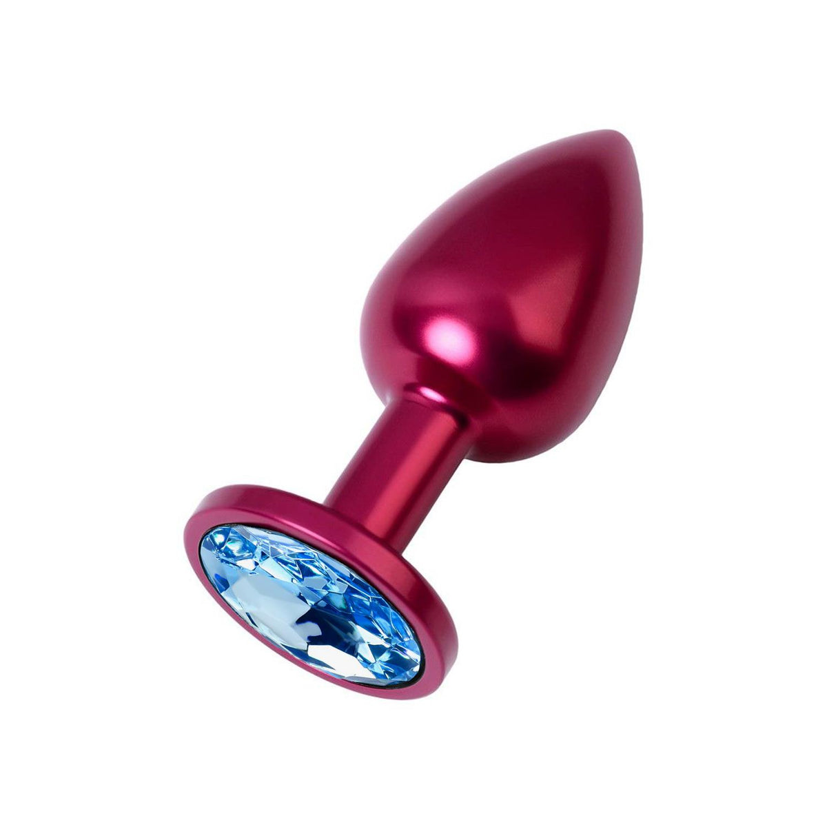 Metal Anal Plug with Blue Gem Red Medium