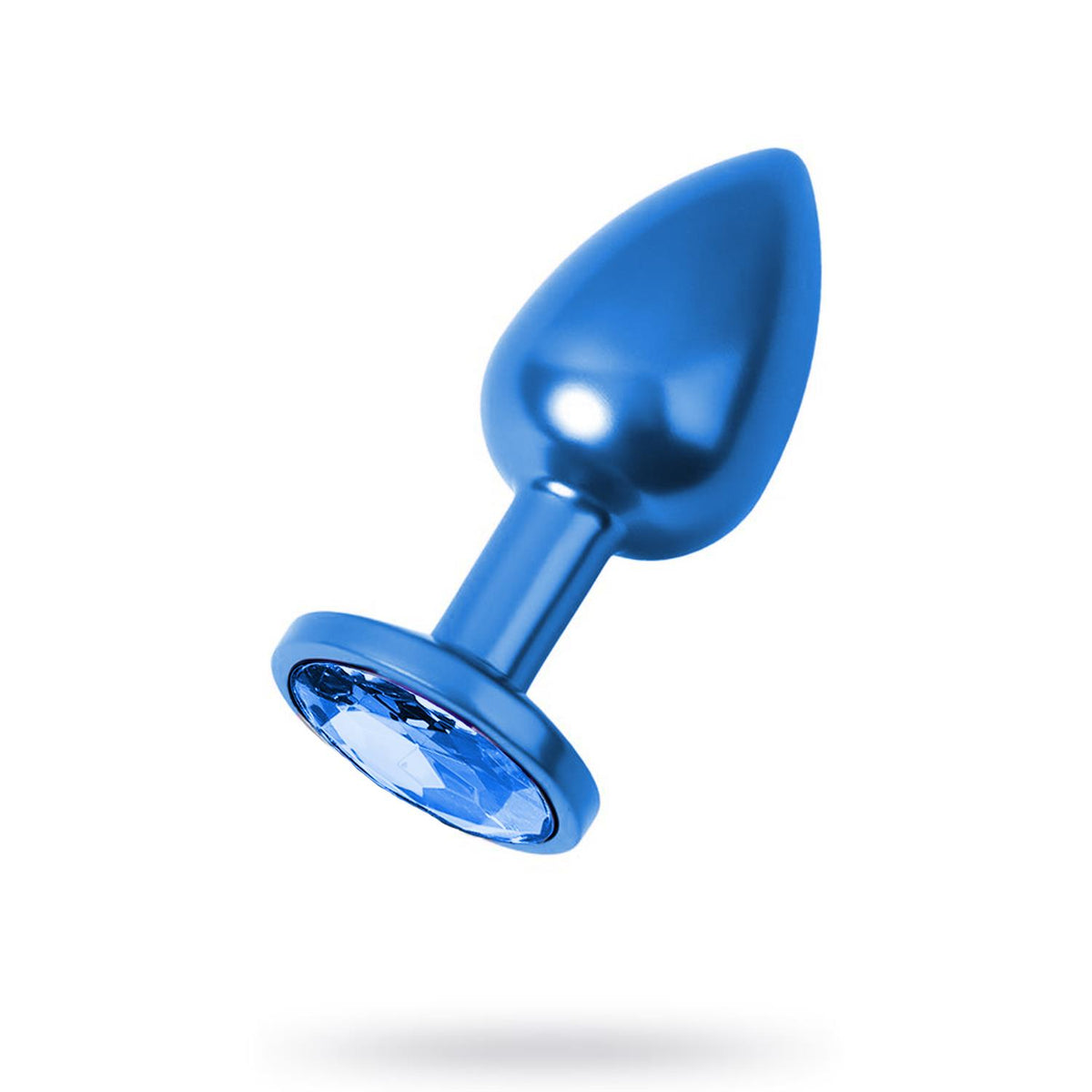Metal Anal Plug with Blue Gem Blue Medium