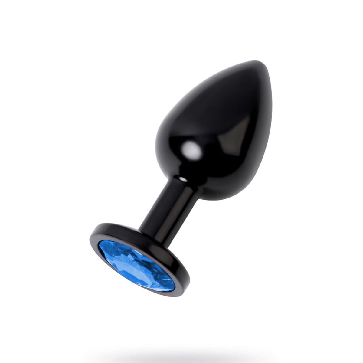 Metal Anal Plug with Blue Gem Black Small