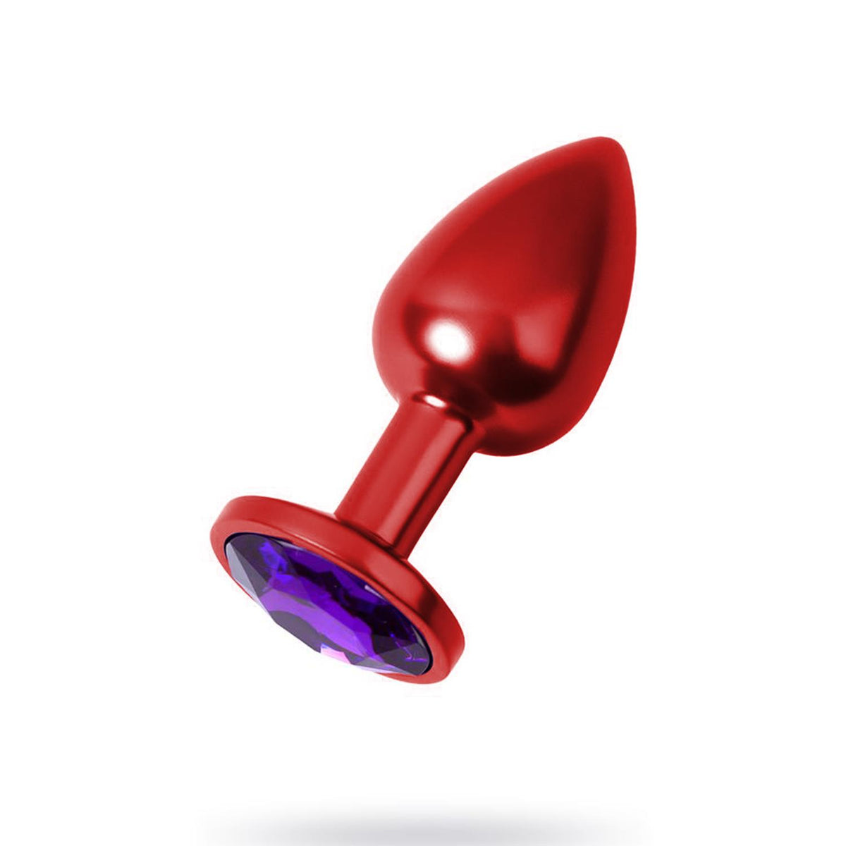 Metal Anal Plug with Purple Gem Red Small