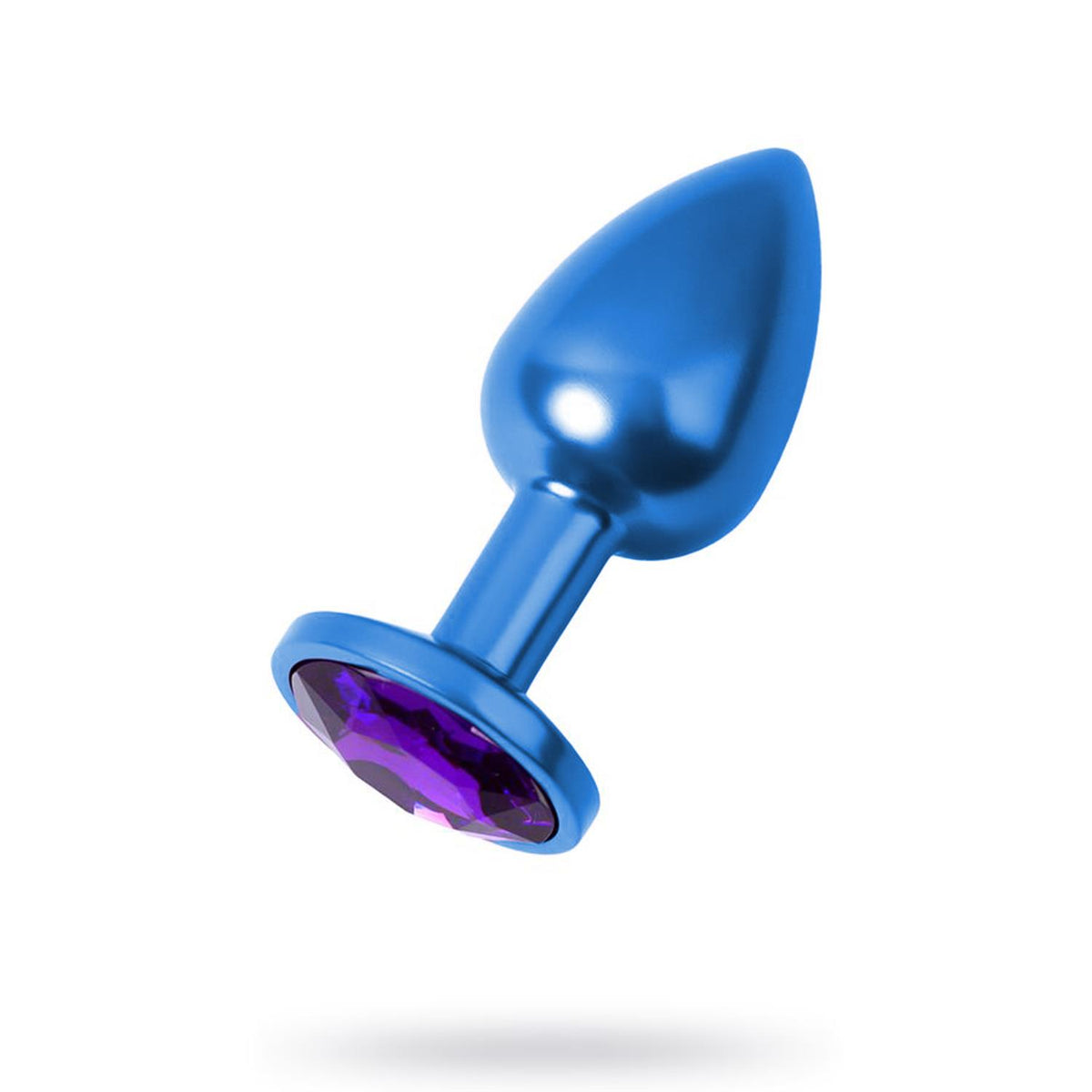 Metal Anal Plug with Purple Gem Blue Medium