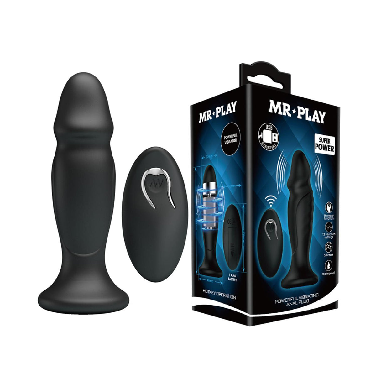 Mr Play 12 Mode Remote Controlled Rechargeable Vibrating Anal Plug